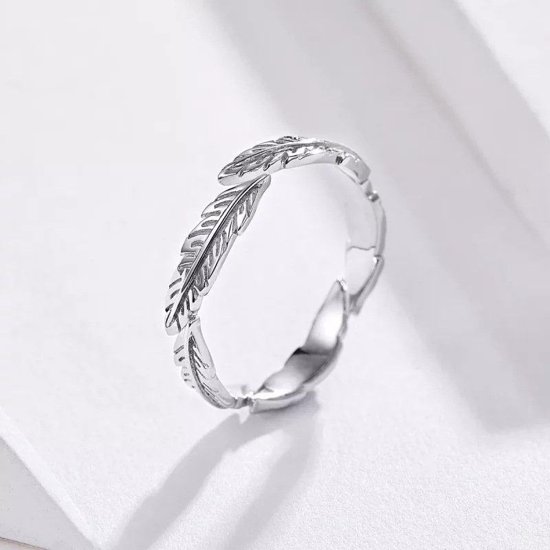 (imagen para) Anillo de Pluma de Plata al Estilo Pandora - SCR517 - Ver 2