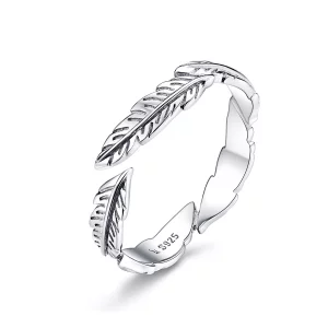 (imagen para) Anillo de Pluma de Plata al Estilo Pandora - SCR517