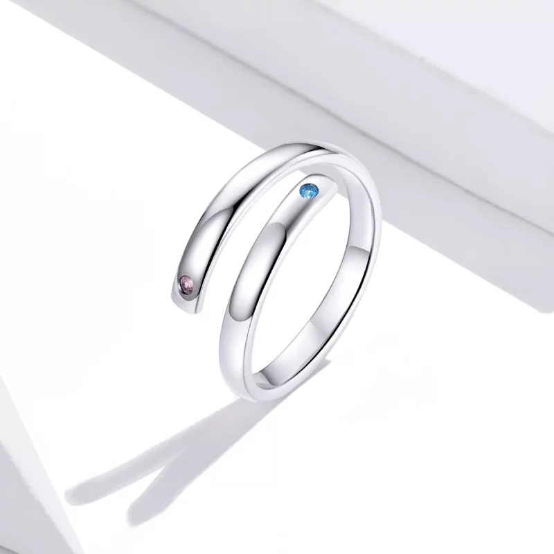 (imagen para) Anillo doble abierto grabado estilo Pandora - SCR747 - Ver 2