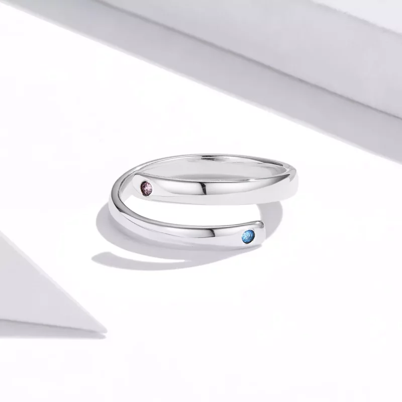 (imagen para) Anillo doble abierto grabado estilo Pandora - SCR747 - Ver 3