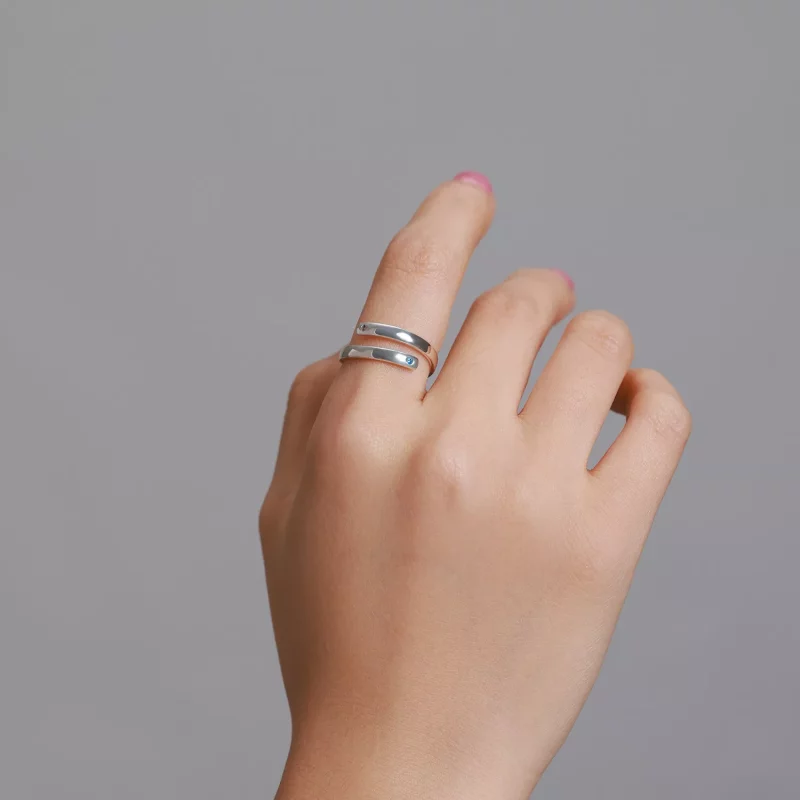 (imagen para) Anillo doble abierto grabado estilo Pandora - SCR747 - Ver 7