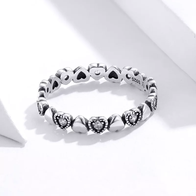 (imagen para) Anillo estilo Pandora con corazones cruzados - SCR140-WH - Ver 3