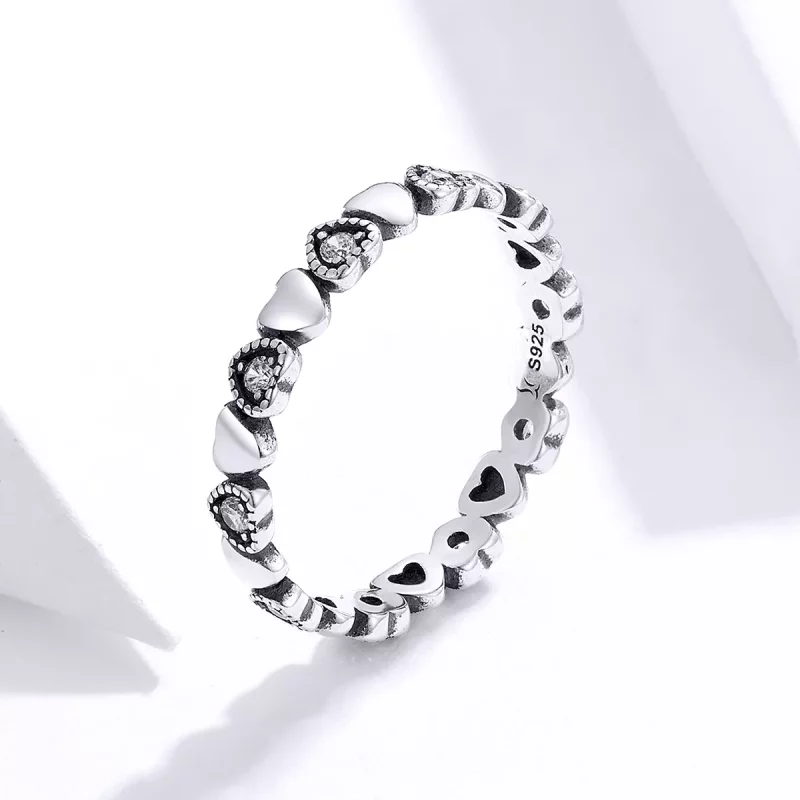 (imagen para) Anillo estilo Pandora con corazones cruzados - SCR140-WH - Ver 4