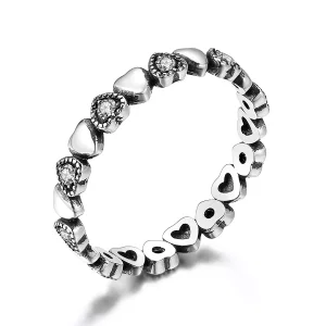 (imagen para) Anillo estilo Pandora con corazones cruzados - SCR140-WH