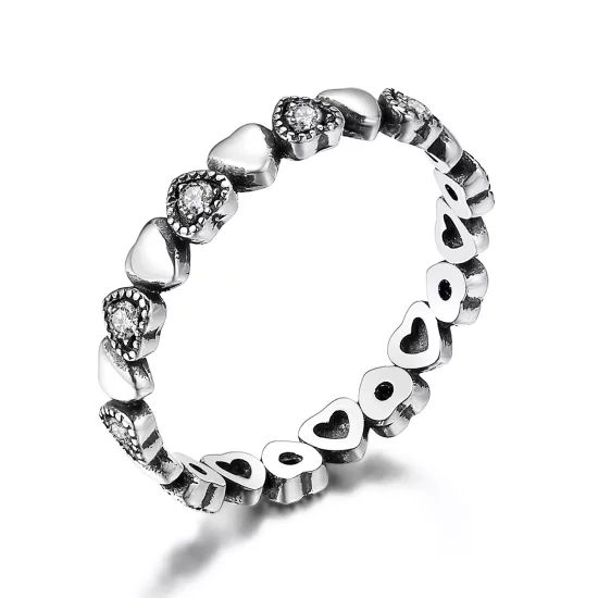 (imagen para) Anillo estilo Pandora con corazones cruzados - SCR140-WH