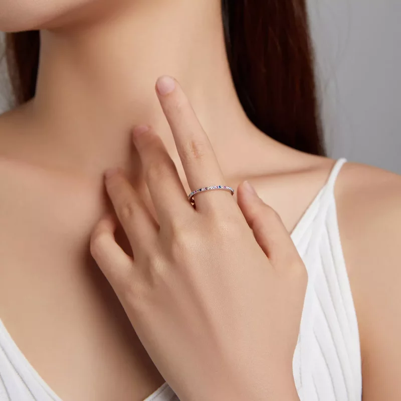 (imagen para) Anillo estilo Pandora con halo de colores - SCR740-CF - Ver 2