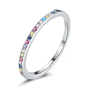 Anillo estilo Pandora con halo de colores - SCR740-CF (imagen para) Anillo estilo Pandora con halo de colores - SCR740-CF