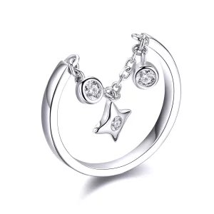 Anillo estilo Pandora de plata con diseño de cielo estrellado - SCR408 (imagen para) Anillo estilo Pandora de plata con diseño de cielo estrellado - SCR408