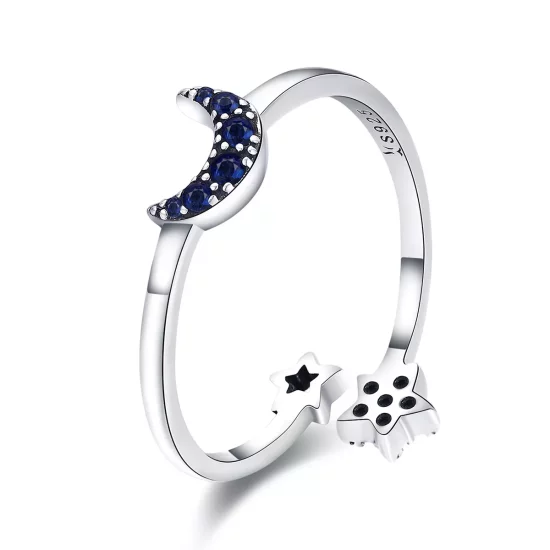 (imagen para) Anillo estilo Pandora de plata con diseño de cielo estrellado - SCR437