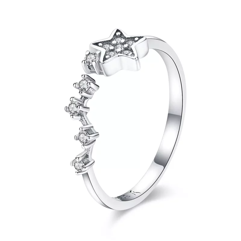 (imagen para) Anillo estilo Pandora de plata con el secreto de las estrellas - SCR440