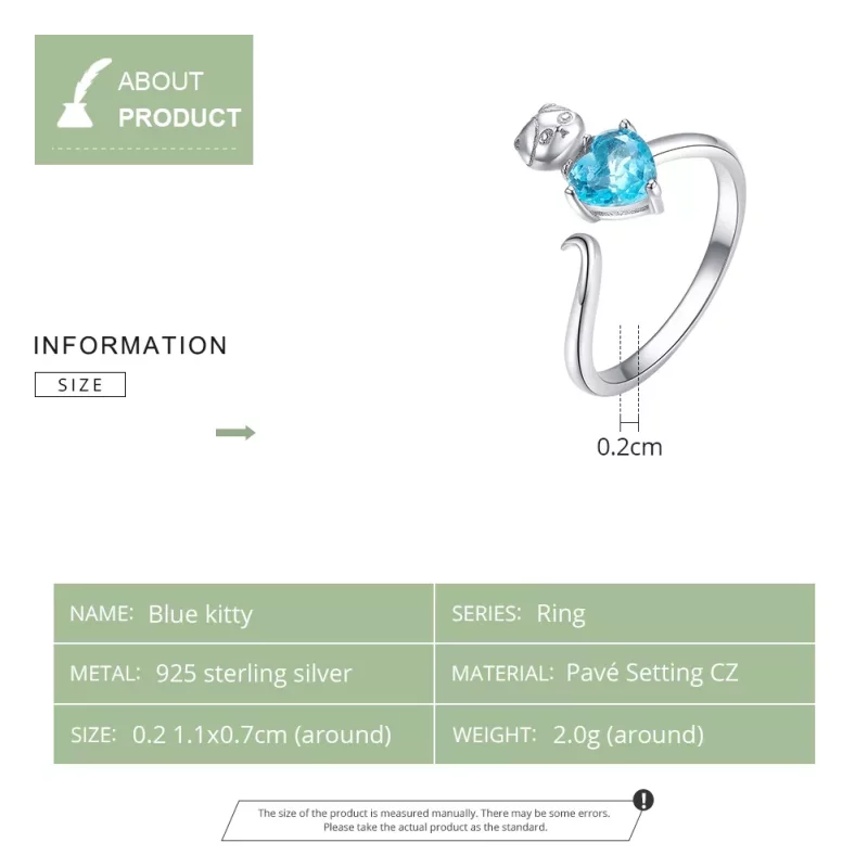 (imagen para) Anillo estilo Pandora de plata con gatito azul - SCR533 - Ver 6
