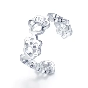 (imagen para) Anillo estilo Pandora de plata con huella de pata - SCR424