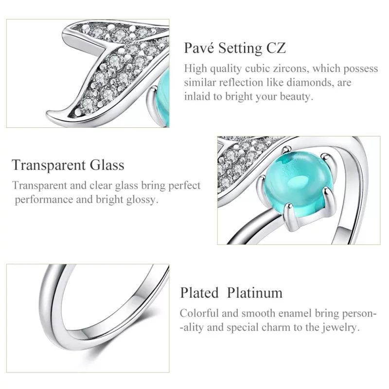 (imagen para) Anillo estilo Pandora de Plata con Lágrima de Sirena - SCR515 - Ver 3