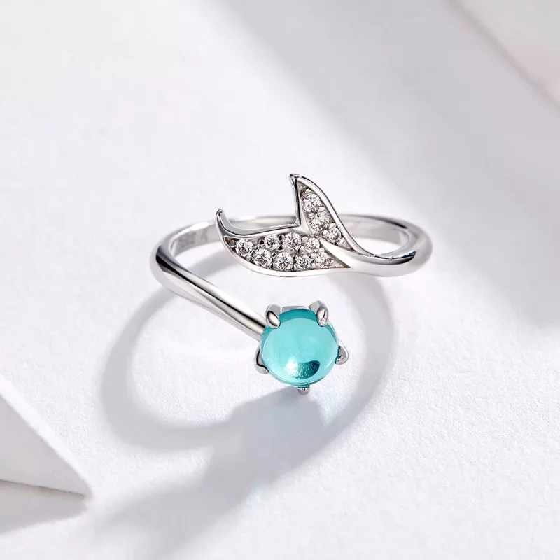 (imagen para) Anillo estilo Pandora de Plata con Lágrima de Sirena - SCR515 - Ver 4