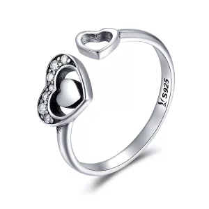 Anillo estilo Pandora de plata concomitante de dos corazones - SCR168 (imagen para) Anillo estilo Pandora de plata concomitante de dos corazones - SCR168
