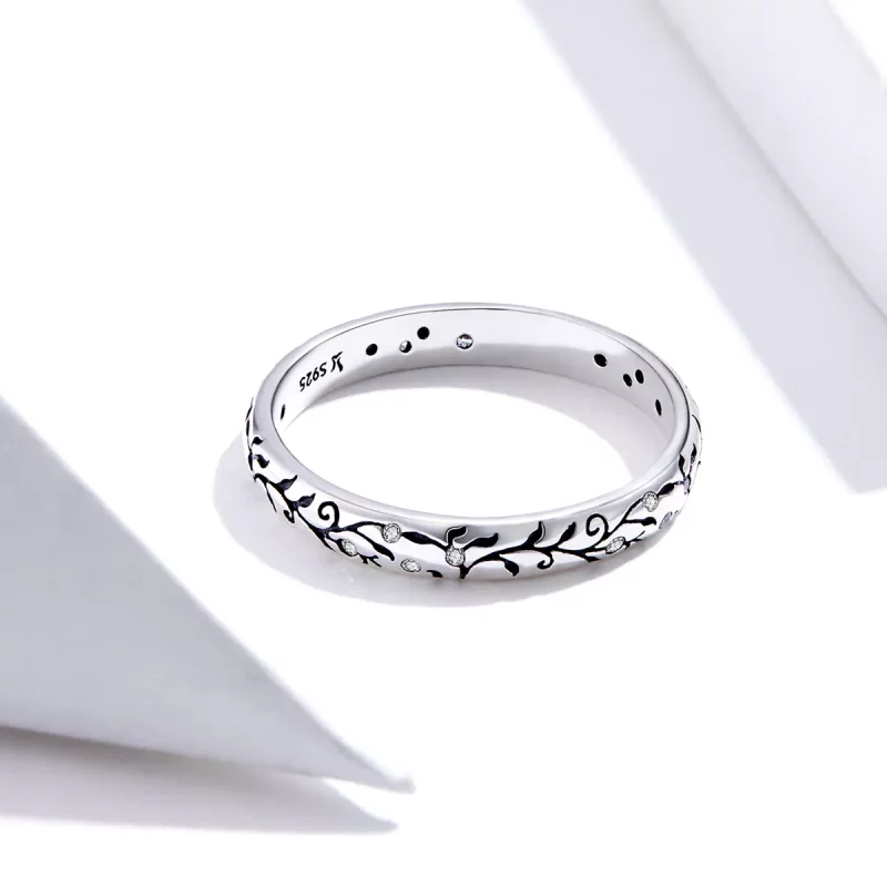 (imagen para) Anillo estilo Pandora de plata vintage con diseño de vid - SCR659 - Ver 4