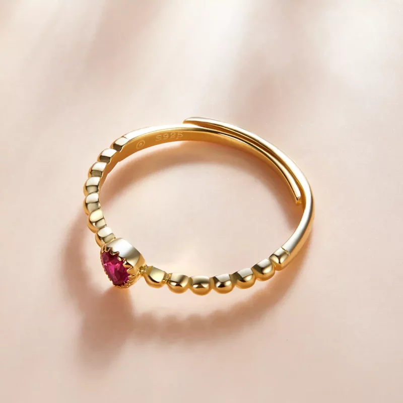 (imagen para) Anillo estilo Pandora en forma de gota de agua rosa - SCR745 - Ver 3
