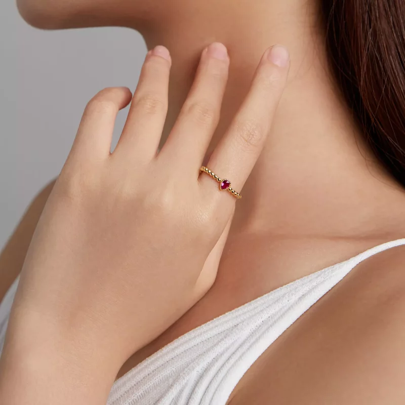 (imagen para) Anillo estilo Pandora en forma de gota de agua rosa - SCR745 - Ver 6