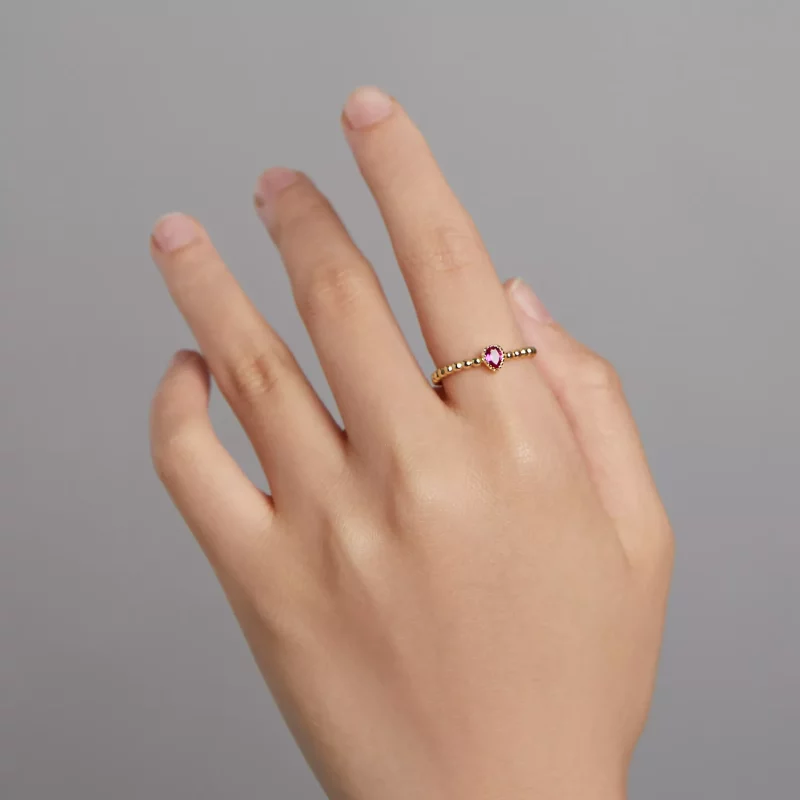 (imagen para) Anillo estilo Pandora en forma de gota de agua rosa - SCR745 - Ver 8