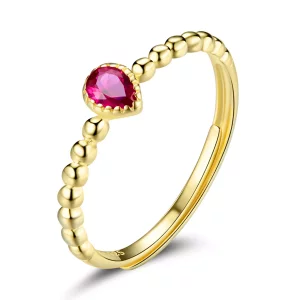 Anillo estilo Pandora en forma de gota de agua rosa - SCR745 (imagen para) Anillo estilo Pandora en forma de gota de agua rosa - SCR745