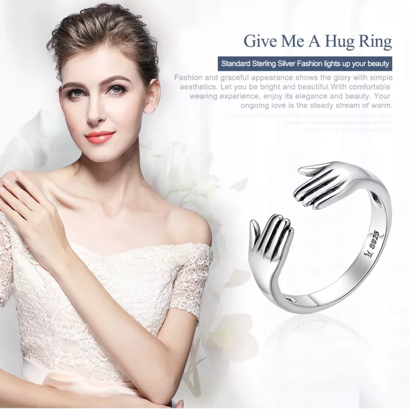 (imagen para) Anillo estilo Pandora plateado Give Me A Hug - SCR136 - Ver 2
