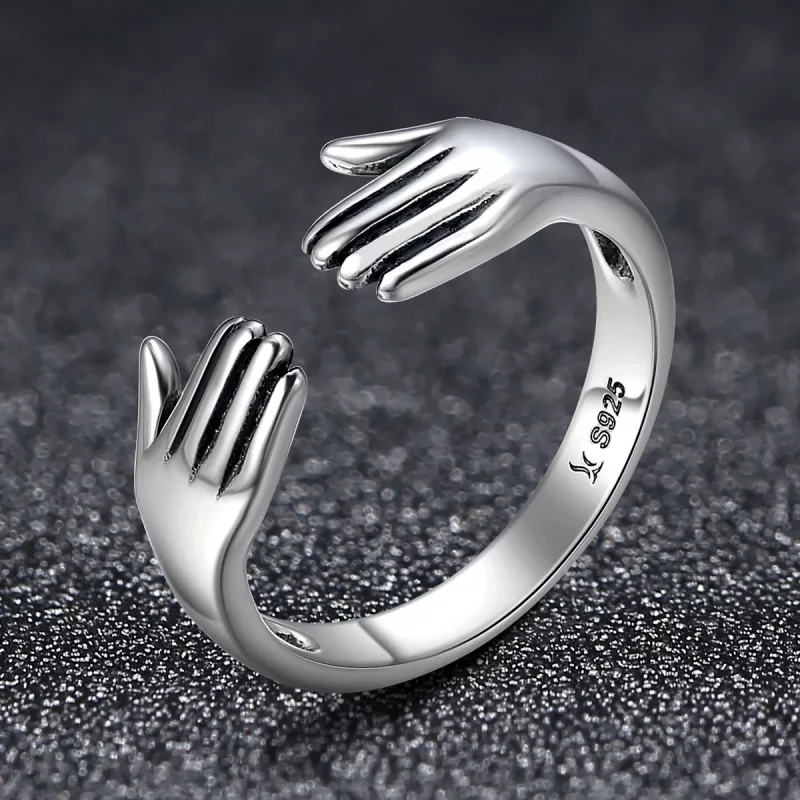 (imagen para) Anillo estilo Pandora plateado Give Me A Hug - SCR136 - Ver 3