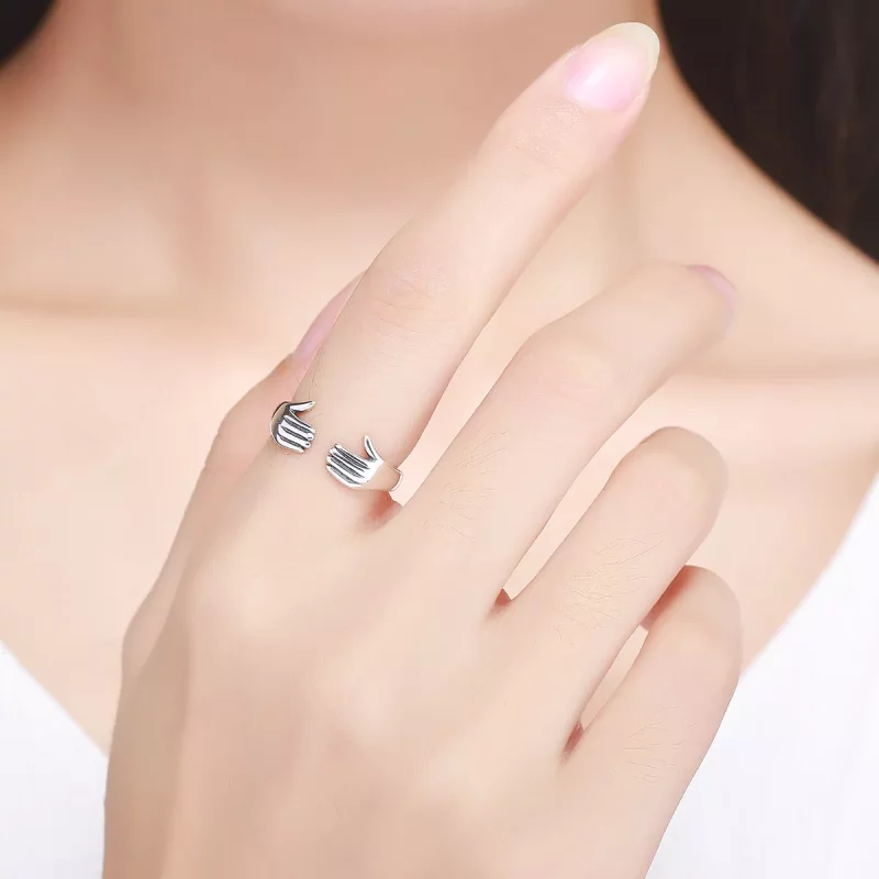 (imagen para) Anillo estilo Pandora plateado Give Me A Hug - SCR136 - Ver 6