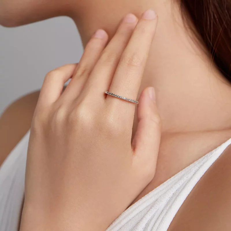 (imagen para) Anillo estilo Pandora Reina Honorable con Halo - SCR740-YE - Ver 2