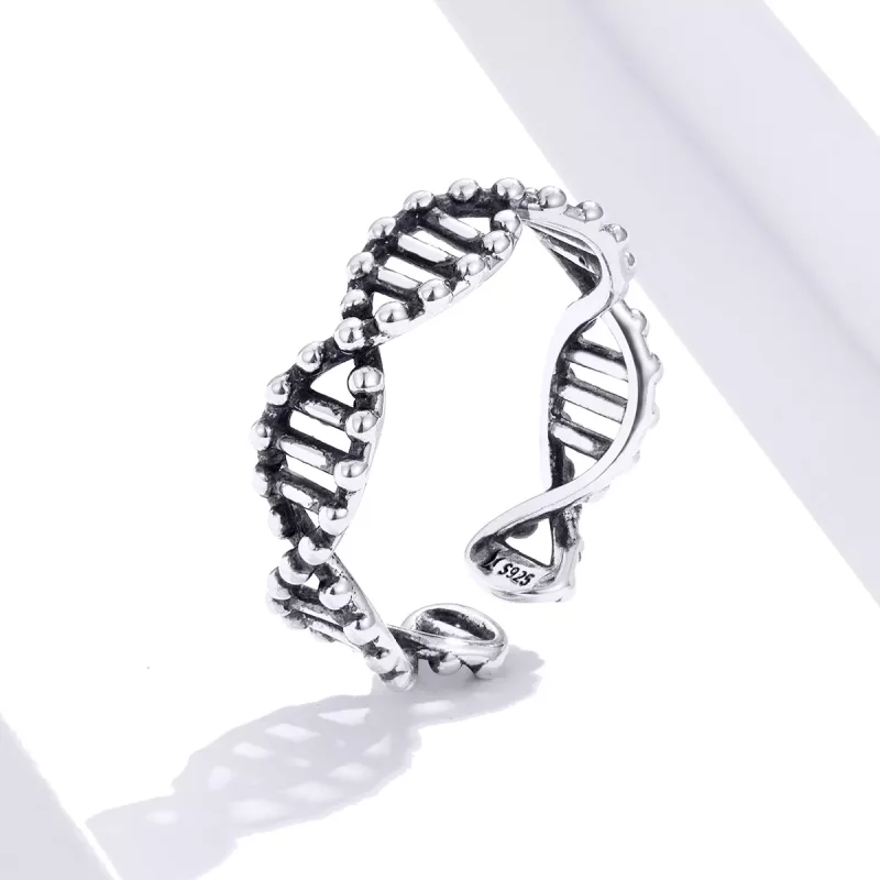 (imagen para) Anillo Pandora de estilo plata con diseño de ADN abierto - SCR643 - Ver 2