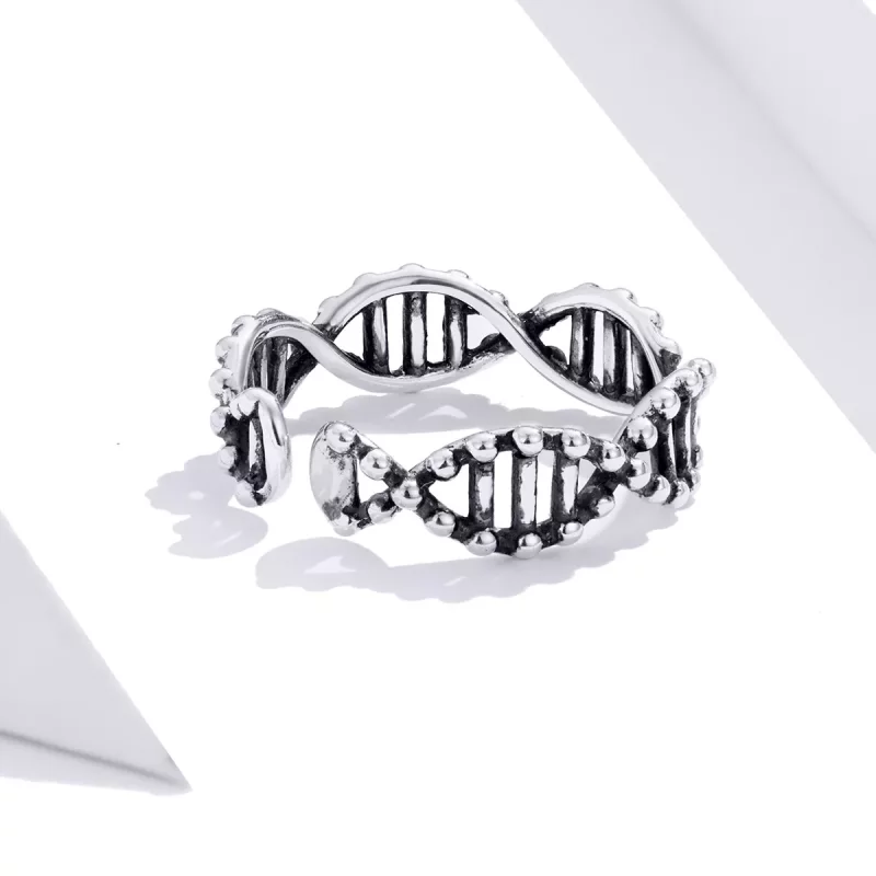(imagen para) Anillo Pandora de estilo plata con diseño de ADN abierto - SCR643 - Ver 4