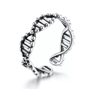 (imagen para) Anillo Pandora de estilo plata con diseño de ADN abierto - SCR643