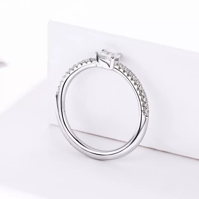 (imagen para) Anillo Pandora de estilo plateado con piedra transparente - SCR524 - Ver 3