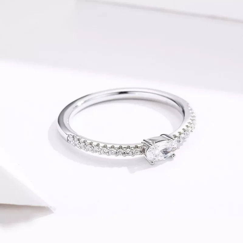 (imagen para) Anillo Pandora de estilo plateado con piedra transparente - SCR524 - Ver 4