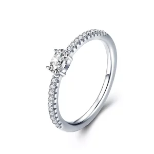 (imagen para) Anillo Pandora de estilo plateado con piedra transparente - SCR524