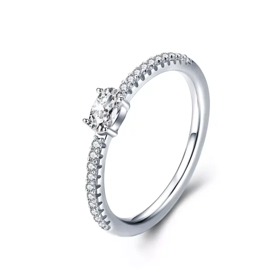 (imagen para) Anillo Pandora de estilo plateado con piedra transparente - SCR524