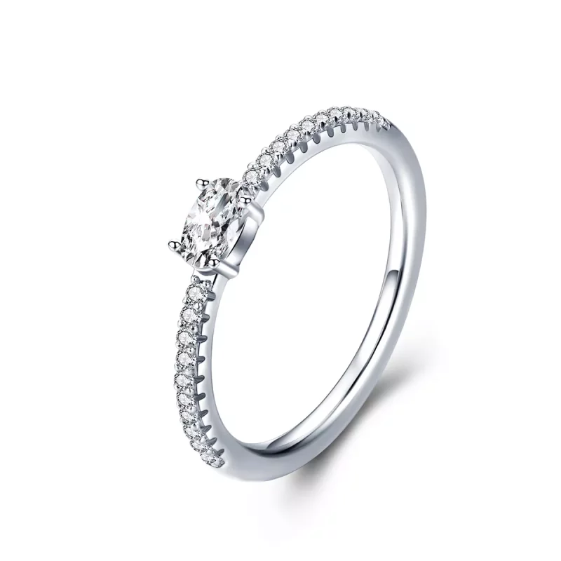 (imagen para) Anillo Pandora de estilo plateado con piedra transparente - SCR524