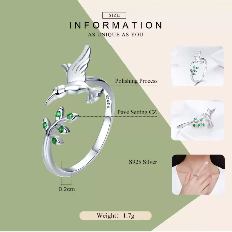 (imagen para) Anillo Pandora Style de Plata Saludos de Colibríes - SCR323 - Ver 4