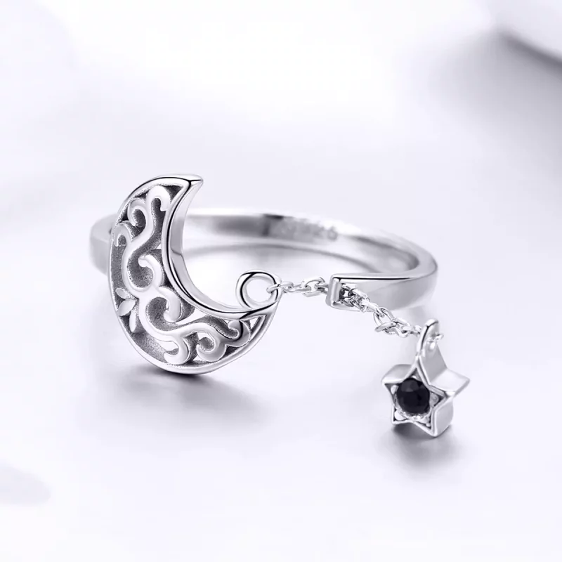 (imagen para) Anillo Pandora Style Plata Estrella Luna - SCR479 - Ver 3