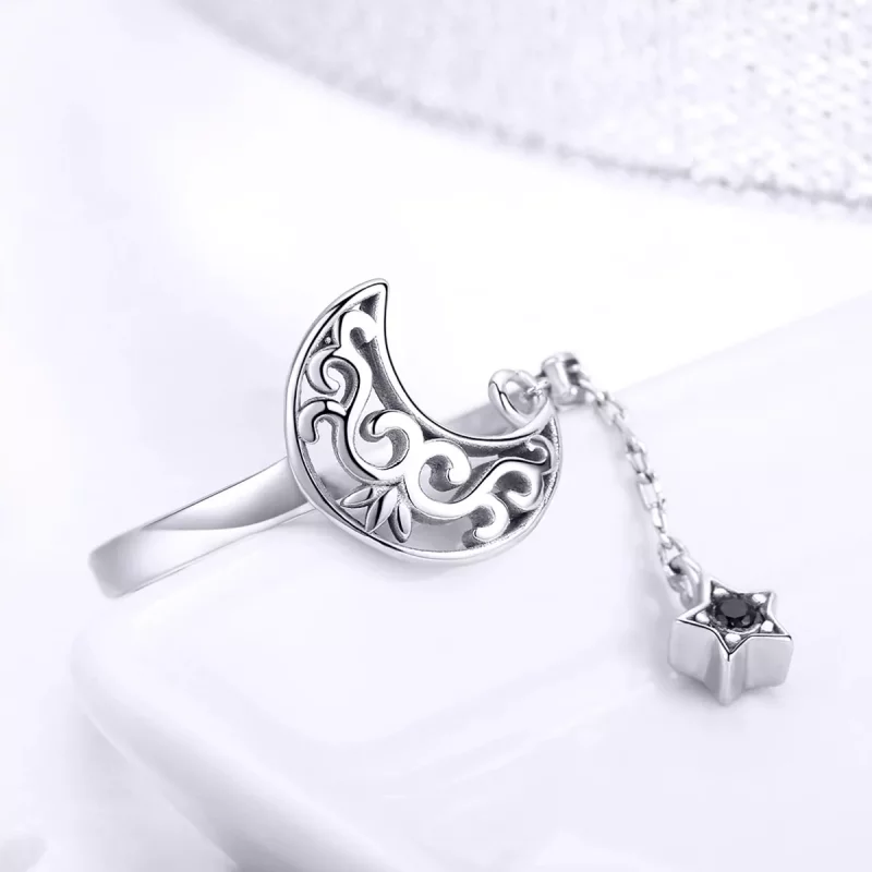(imagen para) Anillo Pandora Style Plata Estrella Luna - SCR479 - Ver 4
