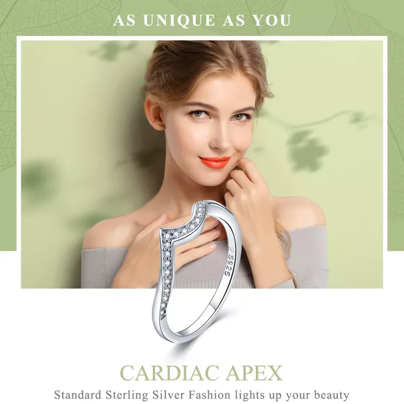 (imagen para) Anillo plateado de estilo Pandora con forma afilada - SCR469 - Ver 2