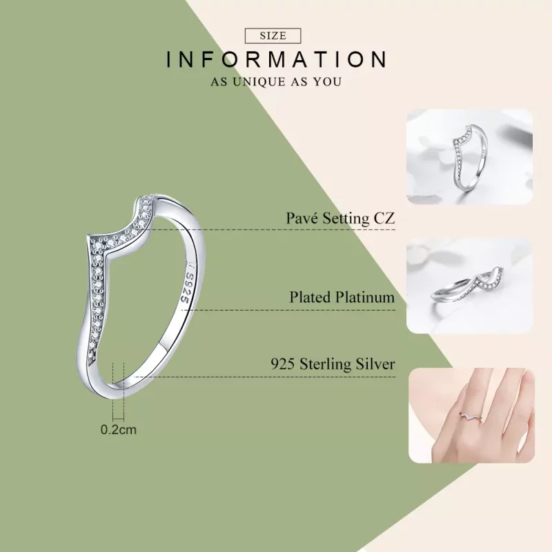 (imagen para) Anillo plateado de estilo Pandora con forma afilada - SCR469 - Ver 4