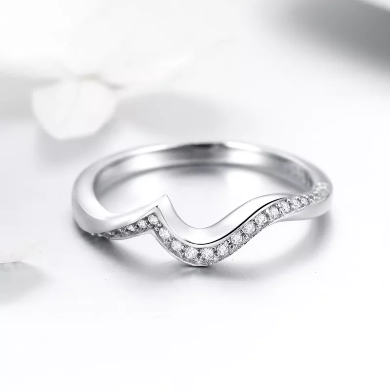 (imagen para) Anillo plateado de estilo Pandora con forma afilada - SCR469 - Ver 6