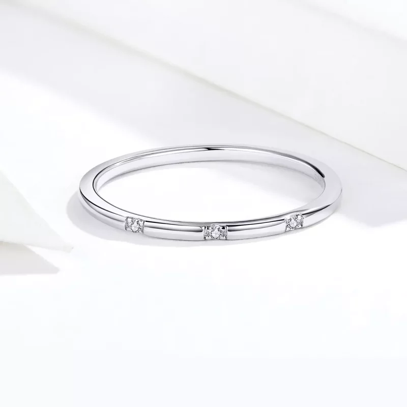 (imagen para) Anillo plateado de estilo Pandora Slim - SCR591 - Ver 3