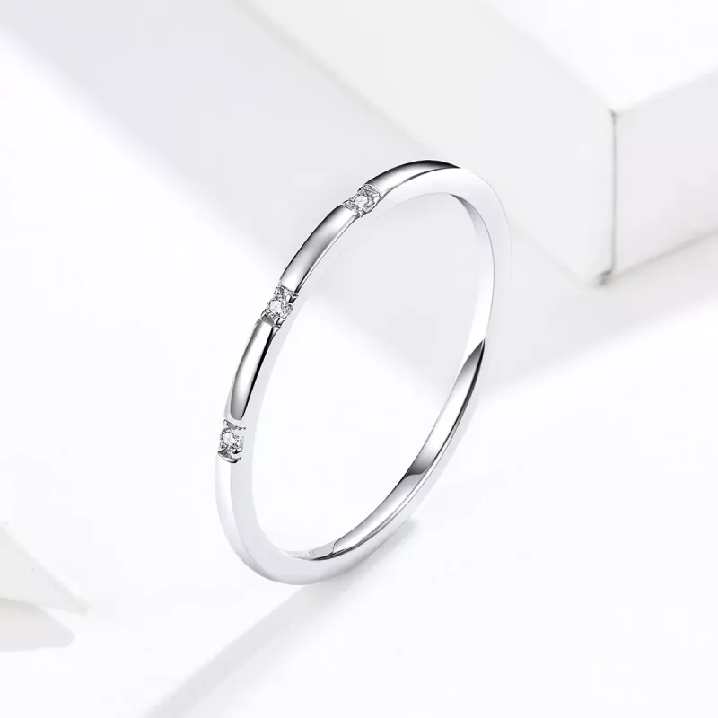(imagen para) Anillo plateado de estilo Pandora Slim - SCR591 - Ver 4