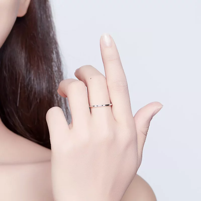 (imagen para) Anillo plateado de estilo Pandora Slim - SCR591 - Ver 5