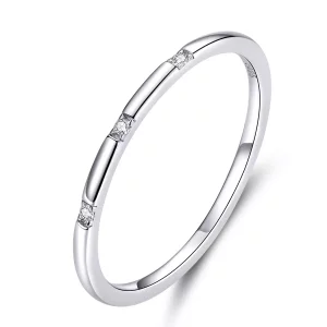 (imagen para) Anillo plateado de estilo Pandora Slim - SCR591