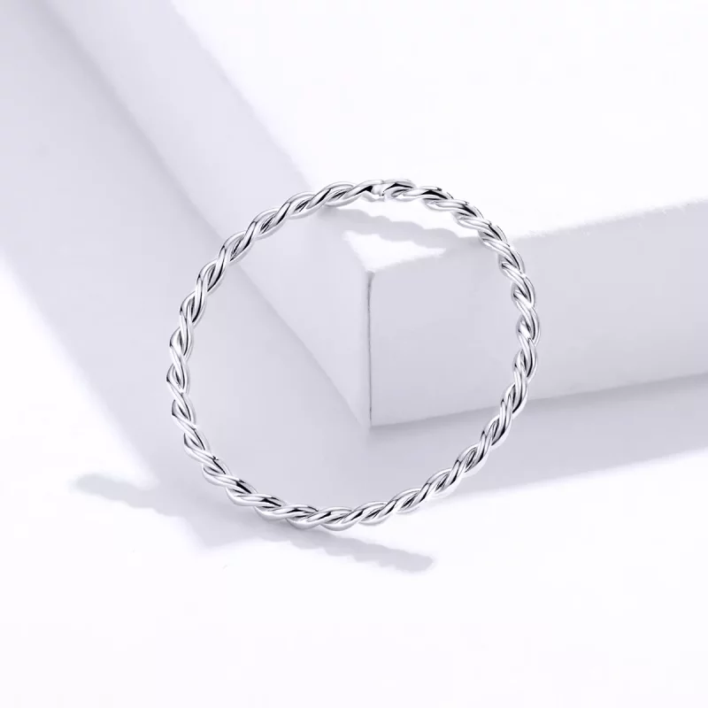 (imagen para) Anillo plateado de estilo Pandora Slim - SCR640 - Ver 4
