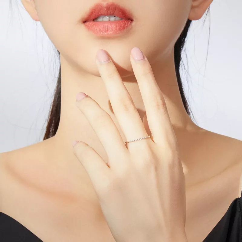 (imagen para) Anillo plateado de estilo Pandora Slim - SCR640 - Ver 5