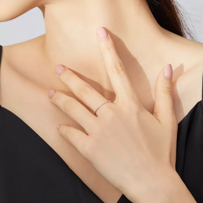 (imagen para) Anillo plateado de estilo Pandora Slim - SCR640 - Ver 7