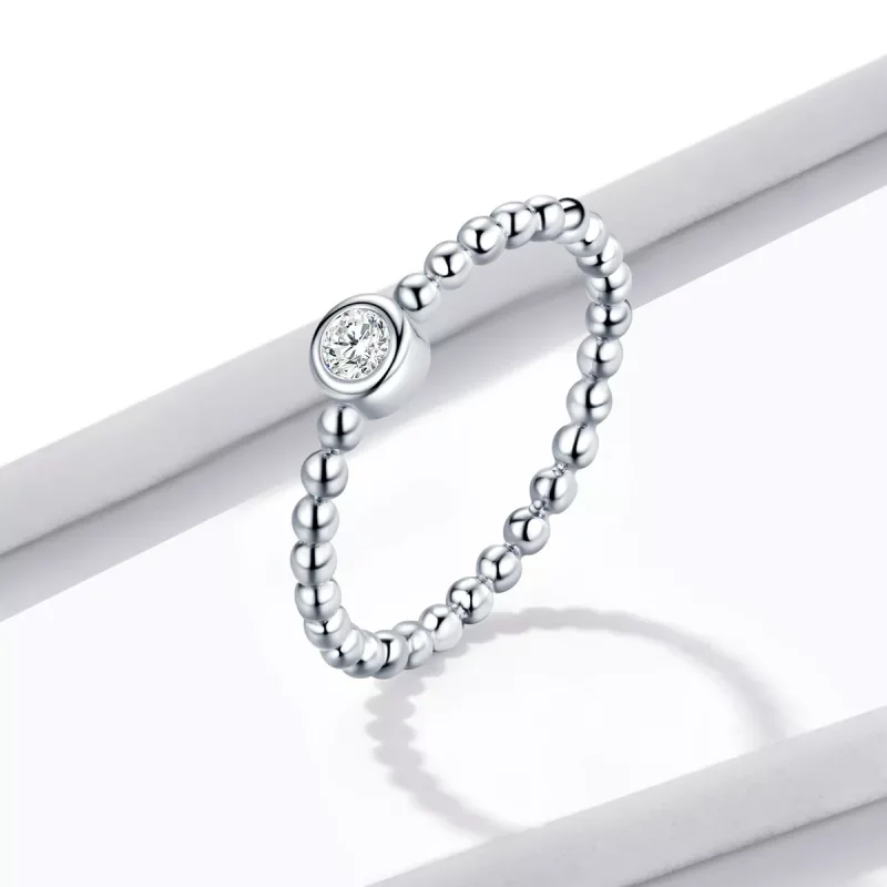 (imagen para) Pandora Estilo Simple - Anillo de Circonio Redondo - BSR208-A - Ver 2